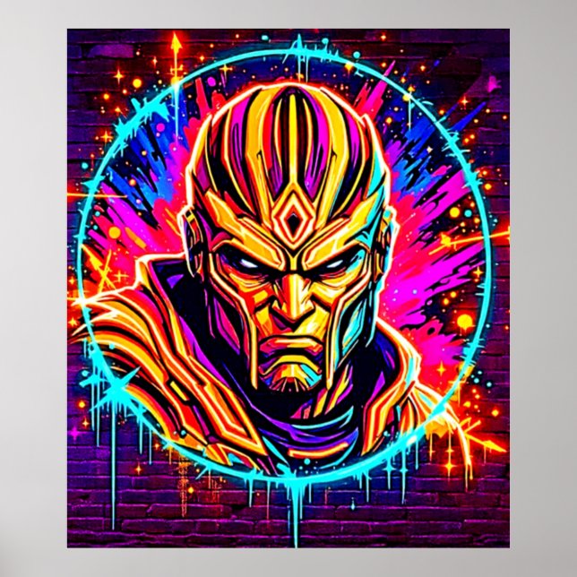 Poster Neon Warrior Power Art (Devant)