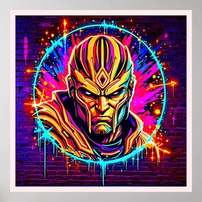Poster Neon Warrior Power Art (Devant)