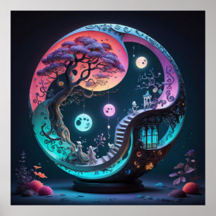 Poster Neon Yin Yang Imaginaire surréel 1