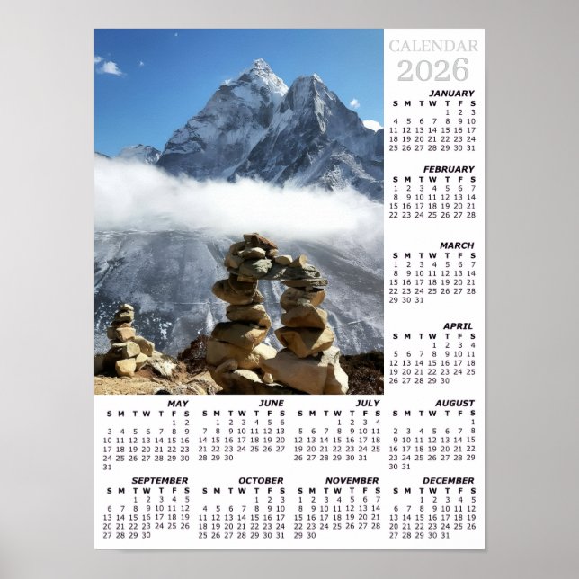 Poster Nepal Calendar 2026, Ama Dablan, Sagarmatha (Devant)