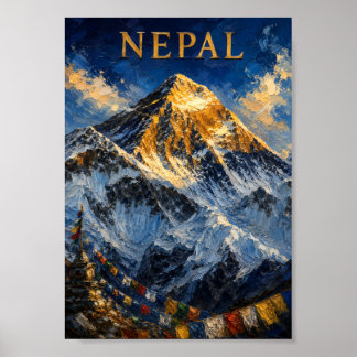 Poster Népal : Lever de soleil doré sur le mont Everest S