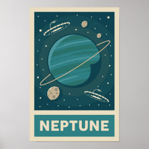 Poster Neptune Retro Galaxy UFO