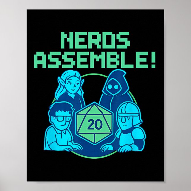 Poster Nerds Emblème Jeu de société Dés Design de joueur  (Devant)