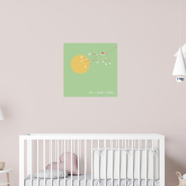 Poster Nesting Birds Family Baby Nursery Art Imprimer (Pépinière 2)