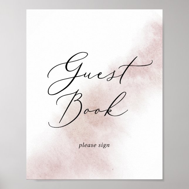Poster Nettoyage aquarelle | Blush Guest Book Sign (Devant)
