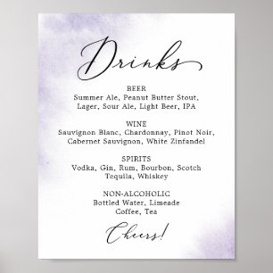 Poster Nettoyage aquarelle   Panneau Menu Boisson Mariage