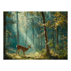 Poster Nettoyage de forêts calmes avec un pâturage de cer