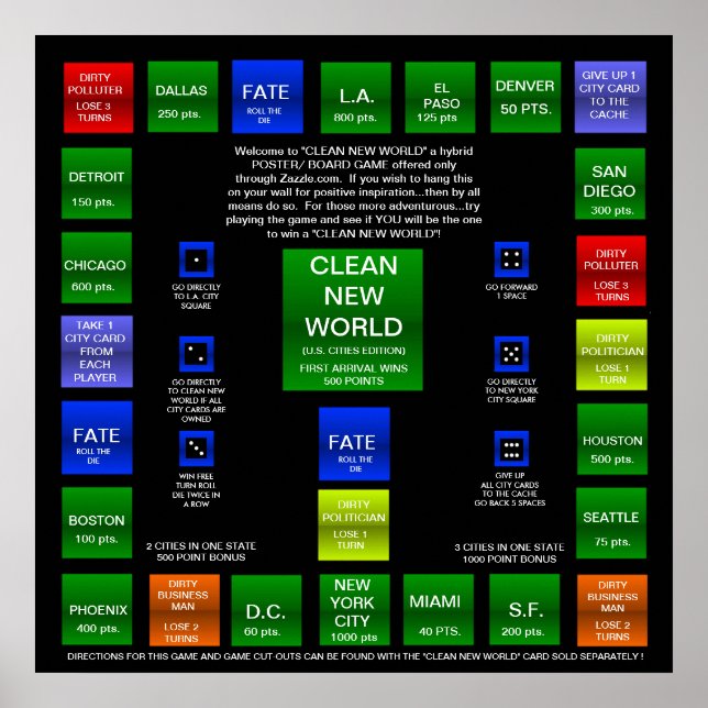 POSTER NETTOYAGE DU JEU DU WORLD BOARD (ÉDITION AMÉRICAIN (Devant)