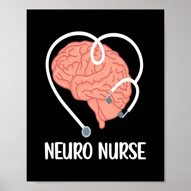Poster Neuro Infirmière Stethoscope Neurologie Infirmière (Devant)