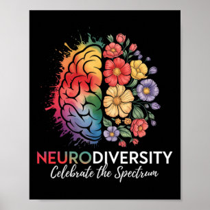 Poster Neurodiversité Cerveau Floral Célébrer Le Spectre