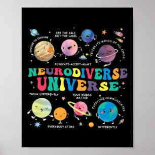 Poster Neurodiversité Universe Planète spatiale Autiste A