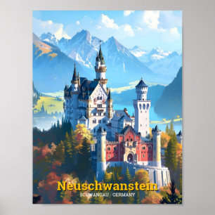 Poster Neuschwanstein Schwangau Allemagne Vintage voyage