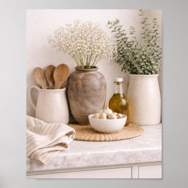 Poster Neutral Kitchen Farmhouse Art Frame Ready  (Devant)