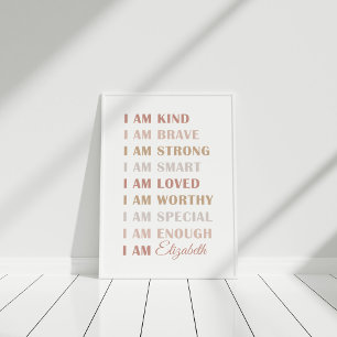 Poster Neutre Nom personnalisé Affirmation Enfants