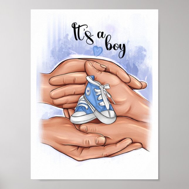 Poster New Baby Announcement – Parents Holding Baby 👣 (Devant)