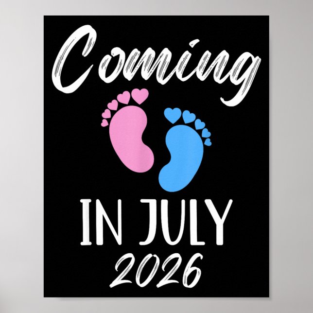 Poster New Baby Coming In July 2026 Funny Baby Shower Boy (Devant)