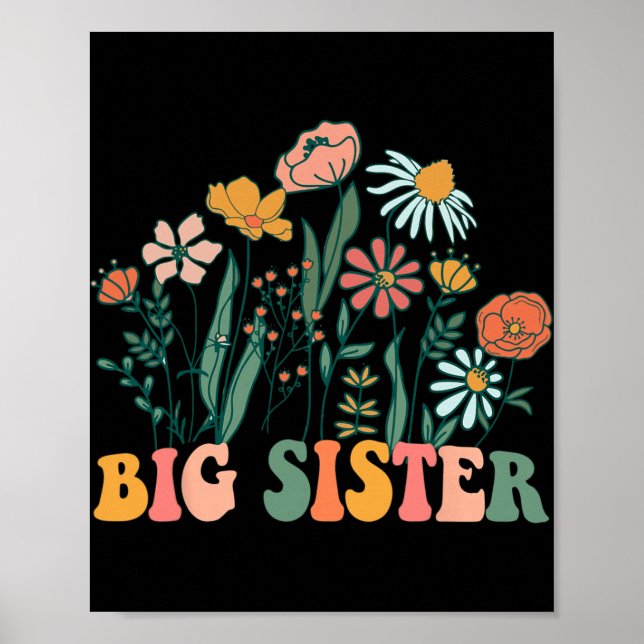 Poster New Big Sister Wildflower First Birthday &amp; Bab (Devant)