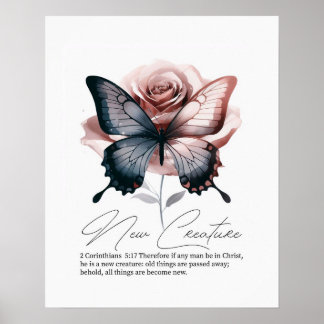 Poster New creature, Scripture verse Christian wall art 