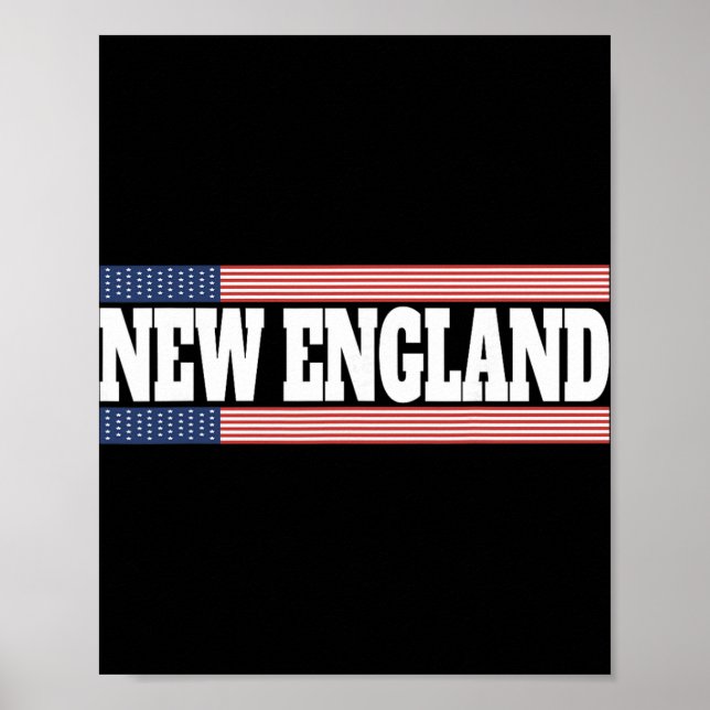 Poster New England Usa Flag Patriotic State Varsity New E (Devant)