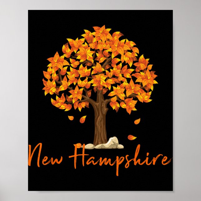 Poster New Hampshire Fall Foliage Autumn Rustic Maple Oak (Devant)