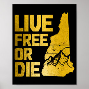 Poster New Hampshire vive ou meurs vintage montagnes fier
