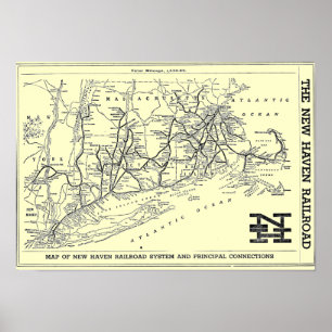Poster New Haven Railroad 1956 Map