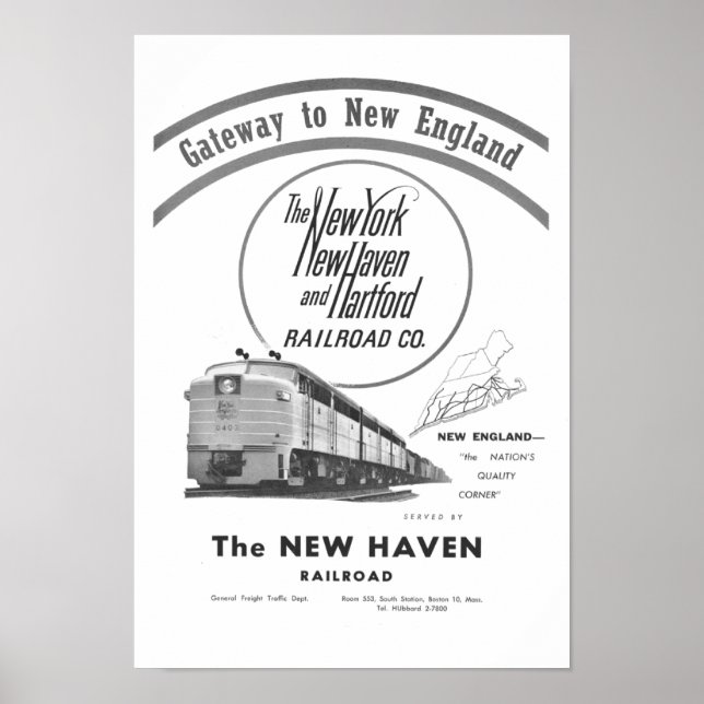 Poster New Haven Railroad-Gateway Vers La Nouvelle-Anglet (Devant)