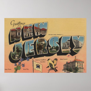Poster New Jersey (Capitale Nationale/Fleur/Oiseau)