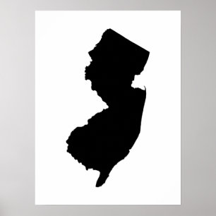 Poster New Jersey en noir et blanc