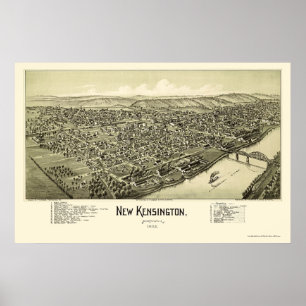 Poster New Kensington, PA Panoramic Map - 1902