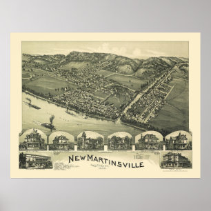 Poster New Martinsville, WV Carte panoramique - 1899