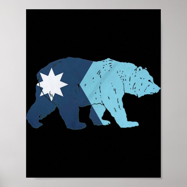 Poster New Minnesota State Flag Bear  (Devant)
