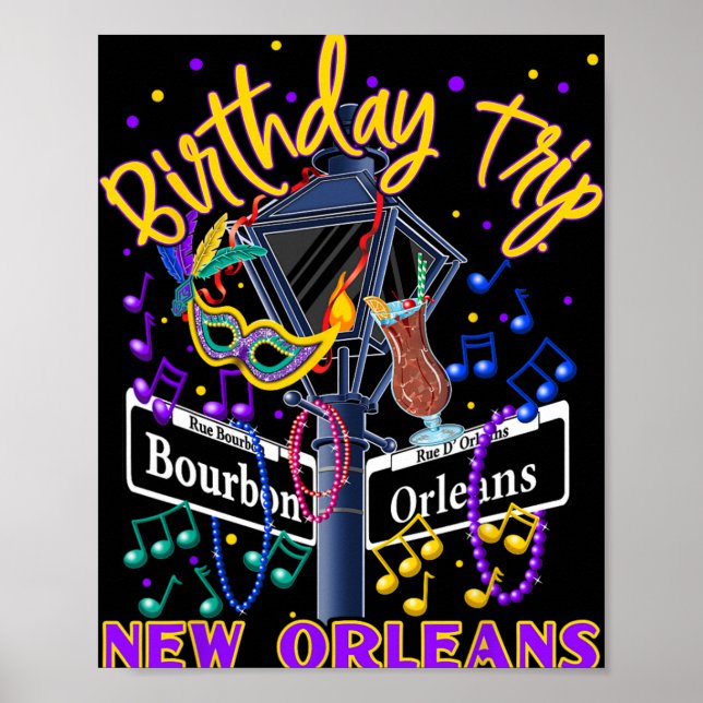 Poster New Orleans Birthday Trip French Quarter Girls Tri (Devant)
