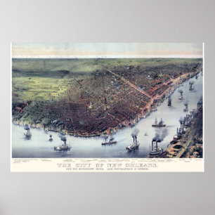 Poster New Orleans LA Panoramic Map DIGITALLY REMASTERED