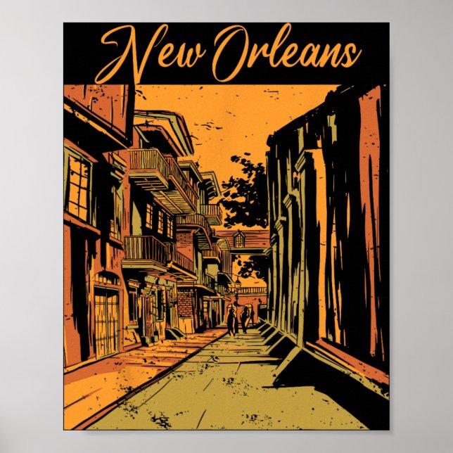 Poster New Orleans Louisiana Souvenir Bourbon Street  (Devant)