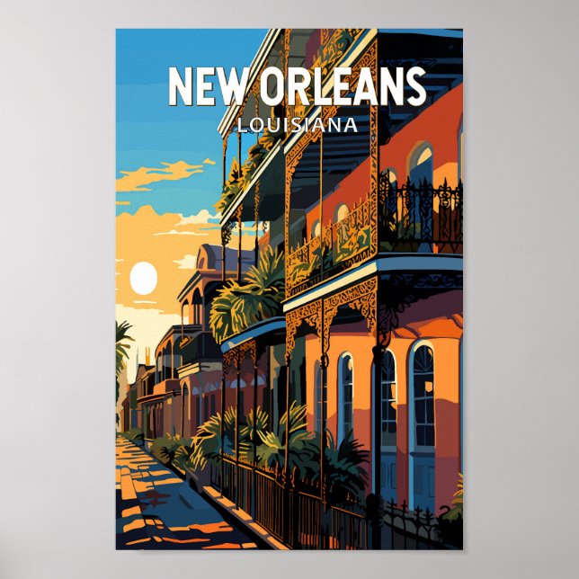 Poster New Orleans Louisiana Travel Art Vintage (Devant)