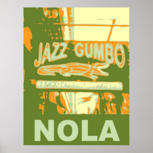 Poster New Orleans Nola Jazz Gumbo