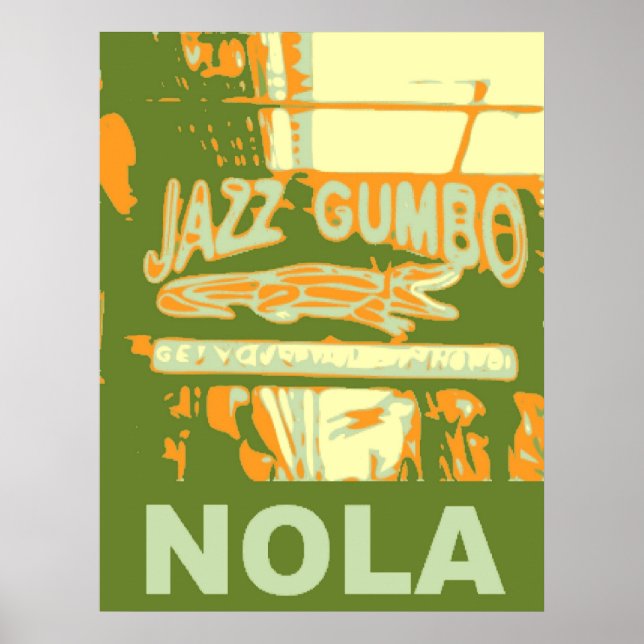 Poster New Orleans Nola Jazz Gumbo (Devant)