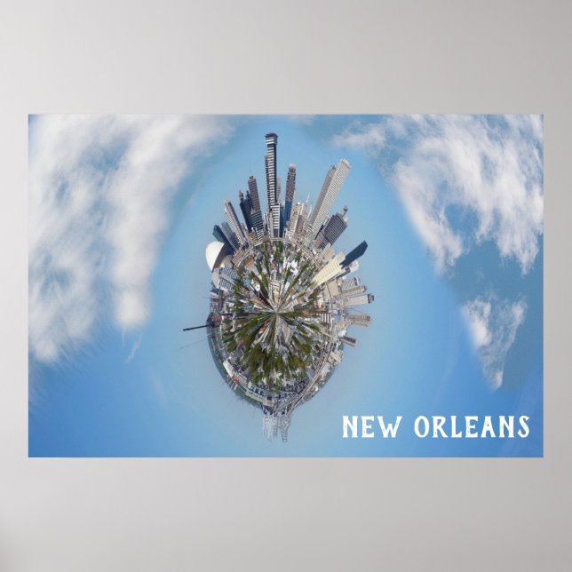 Poster New Orleans Unique City Skyline Photo Voyage (Devant)