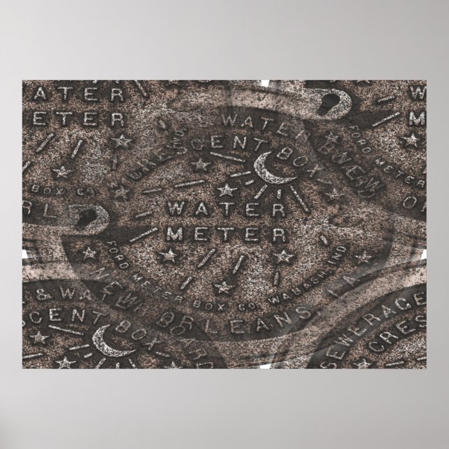 Poster New Orleans Water Meter Wall Art (Devant)