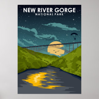 Poster New River Gorge National Park Vintage Travel Art
