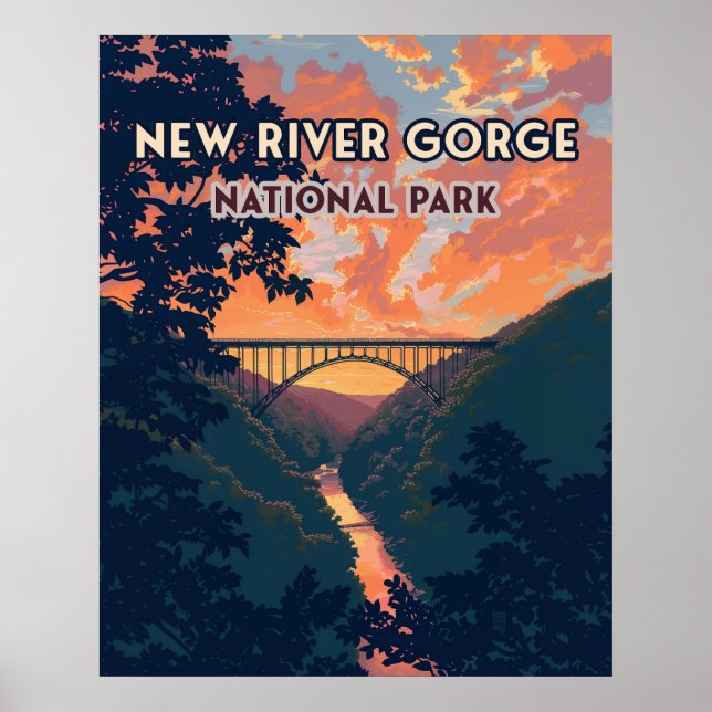 Poster New River Gorge National Park West Virginia Bridge (Devant)