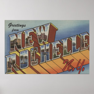 Poster New Rochelle, New York - Scènes de grandes lettres
