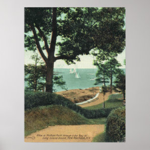 Poster New Rochelle, New York, Vue sur le parc, Vintage