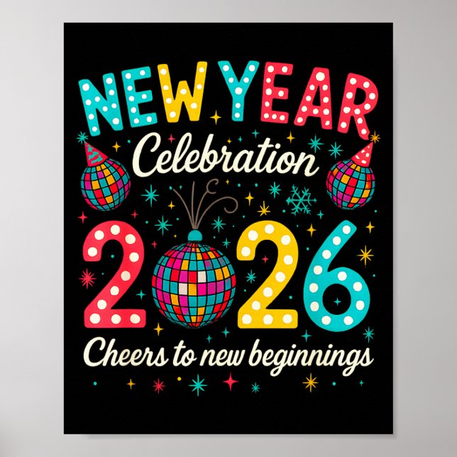 Poster New Year Celebration 2026 Disco Ball Matching Wint (Devant)
