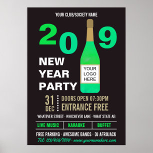 Poster New Years Eve Club/Society Bash ajouter Logo adver