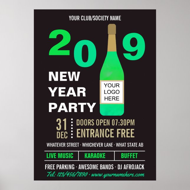 Poster New Years Eve Club/Society Bash ajouter Logo adver (Devant)