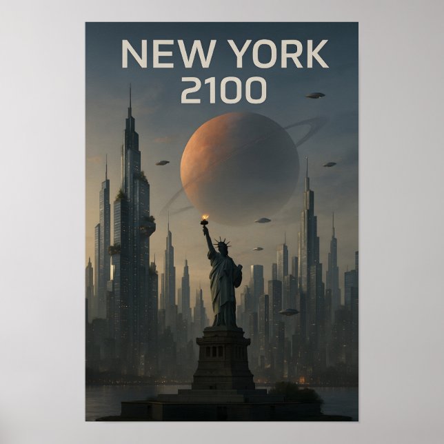Poster New York 2100: Futuristic Skyline (Devant)