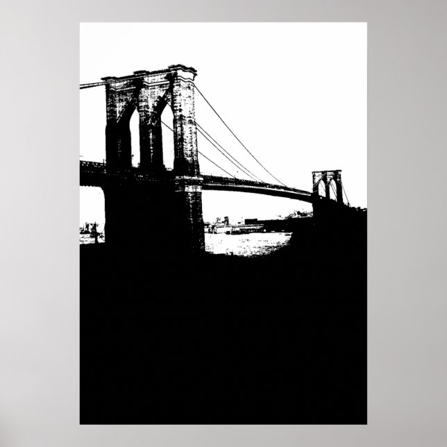 Poster New York City Brooklyn Bridge Silhouette Pop Art (Devant)