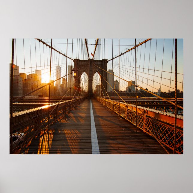 Poster New York City Brooklyn Bridge Sunrise (Devant)